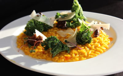 Carrot Risotto with Mushroom and Kale