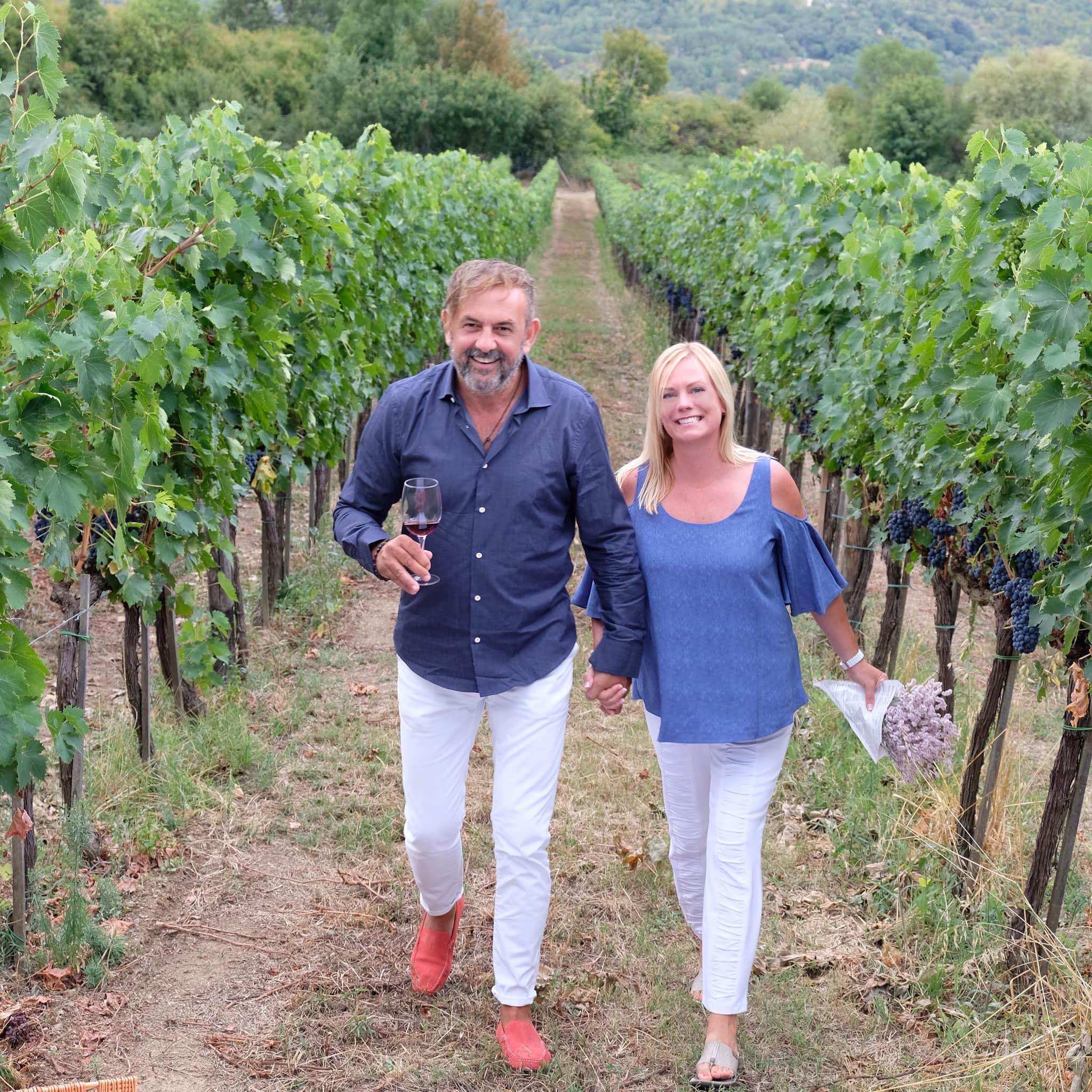 Dario and Anita in a vineyard