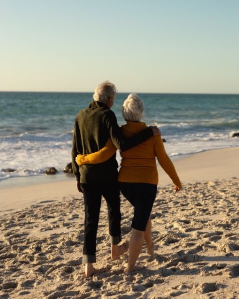 couples beach walk